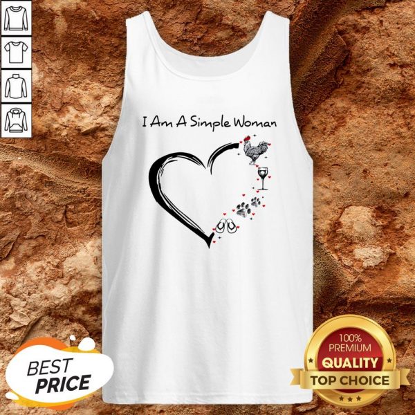 I Am A Simple Woman Chicken Wine Dog Paw And Flip Flop Tank Top