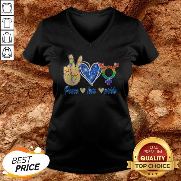 LGBT Lesbian Gay Bisexual Peace Love Gift Apparel V-neck