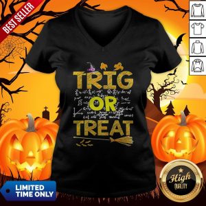 Math Teacher Trig Or Treat StudentSchool College Halloween v-neck