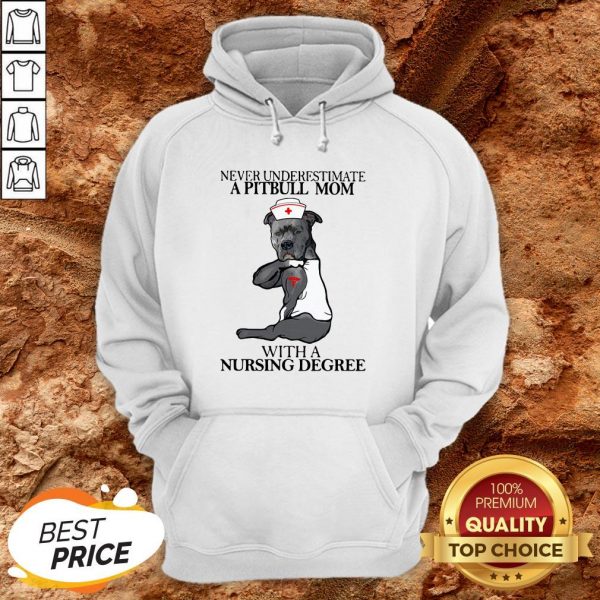 Never Underestimate A Pitbull Mom With A Nursing Degree Hoodie