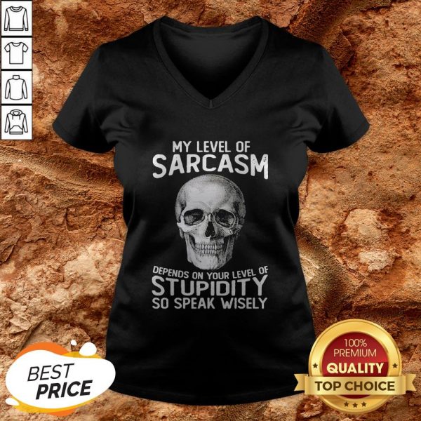 Skull My Level Of Sarcasm Depends On Your Level Of Stupidity V-neck