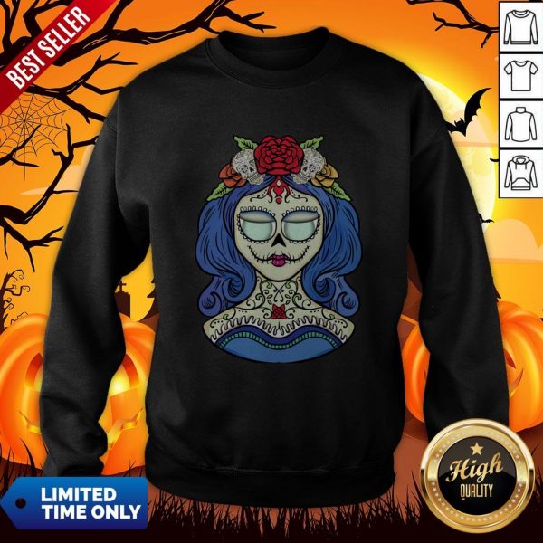 Sugar Skull Dia De Muertos Day Of The Dead Woman Halloween Sweatshirt
