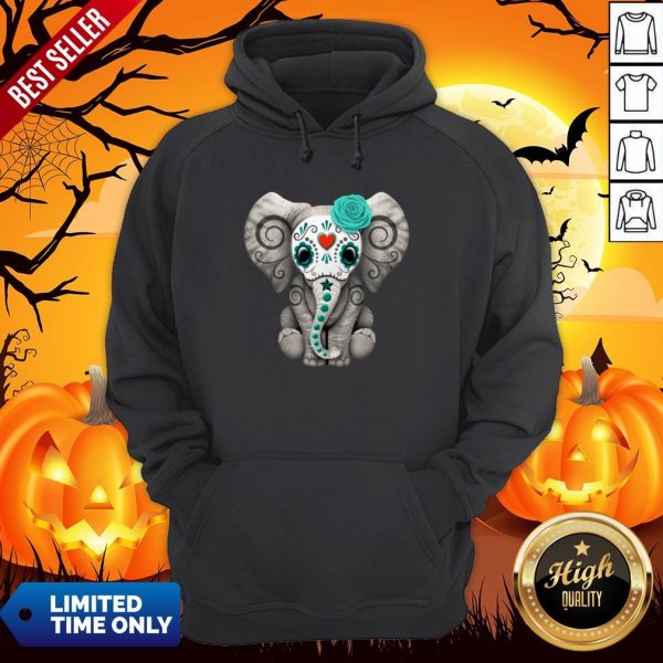 Sugar Skull Elephant Day Of The Dead Halloween Hoodie