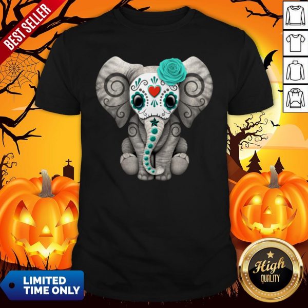 Sugar Skull Elephant Day Of The Dead Halloween Shirt
