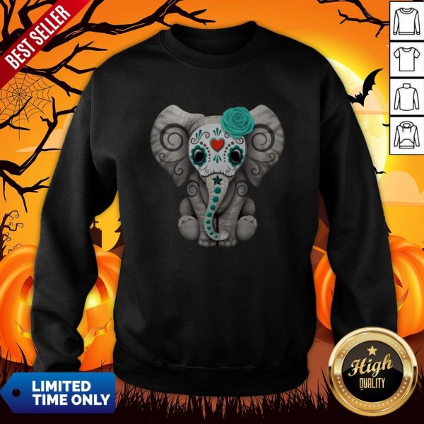 Sugar Skull Elephant Day Of The Dead Halloween Sweatshirt