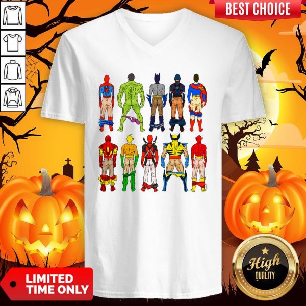 Superhero Butts Multicultural Experience Halloween Day V-neckSuperhero Butts Multicultural Experience Halloween Day V-neck