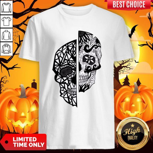 Two Faces Sugar Skull Dia De Los Muertos Day Of The Dead Shirt