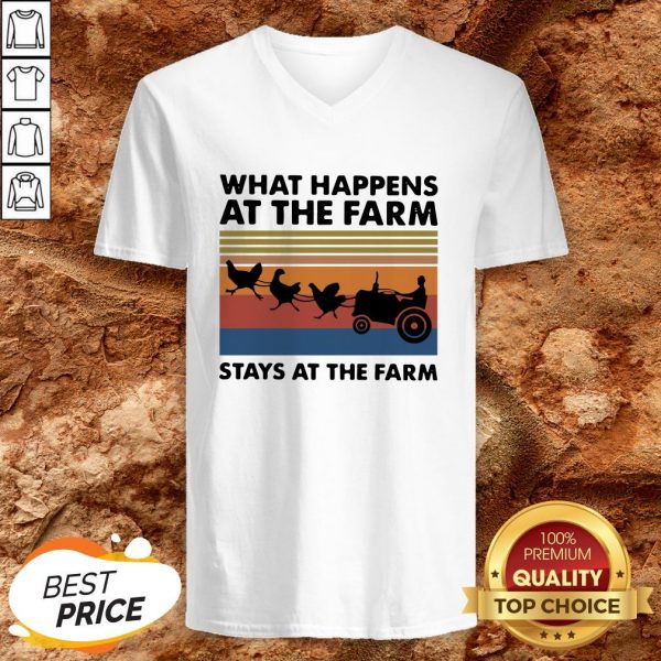 What Happens At The Farm Stays At The Farm Vintage Retro V-neckWhat Happens At The Farm Stays At The Farm Vintage Retro V-neck