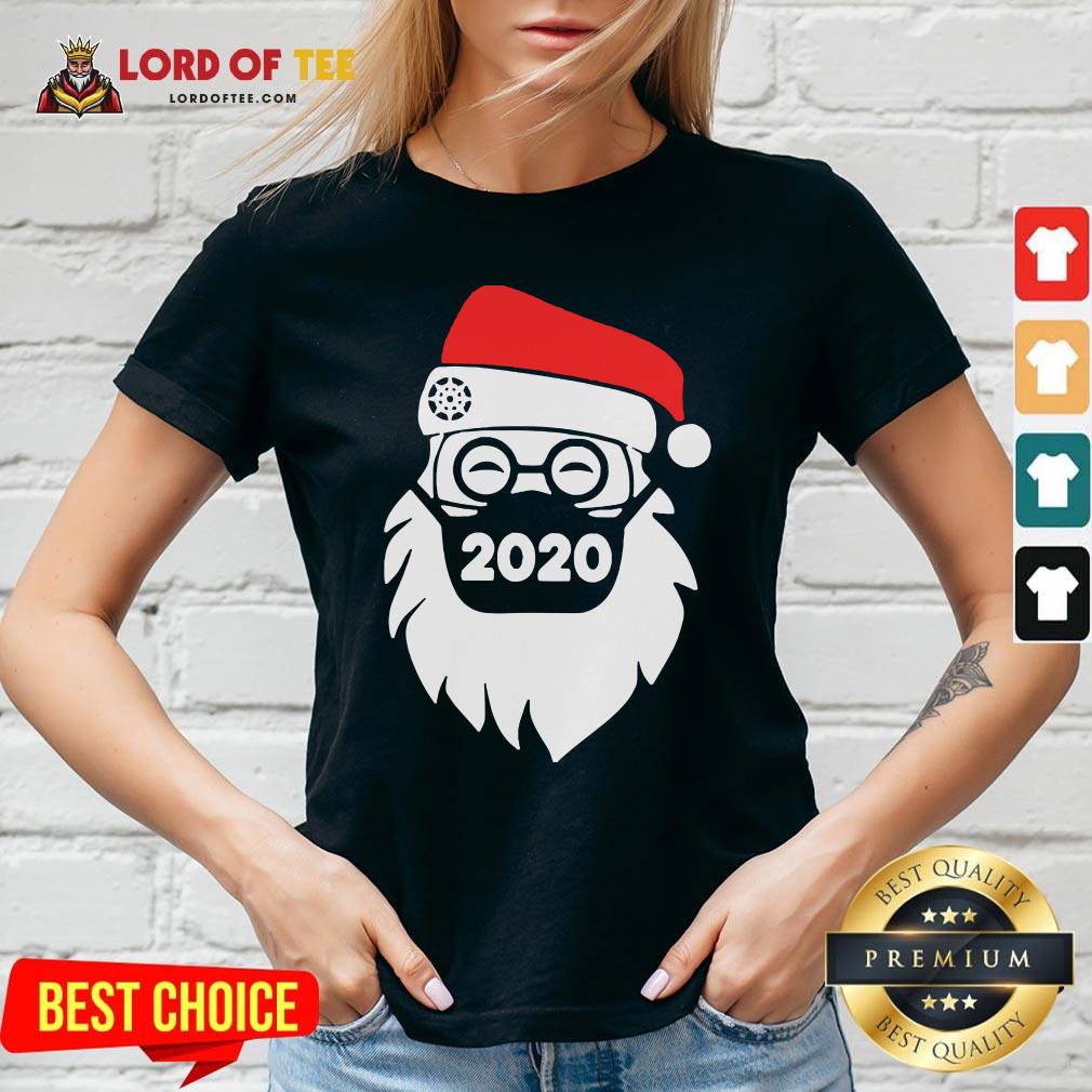 Funny Santa With Mask 2020 V-neckFunny Santa With Mask 2020 V-neck Design By Lordoftee.com