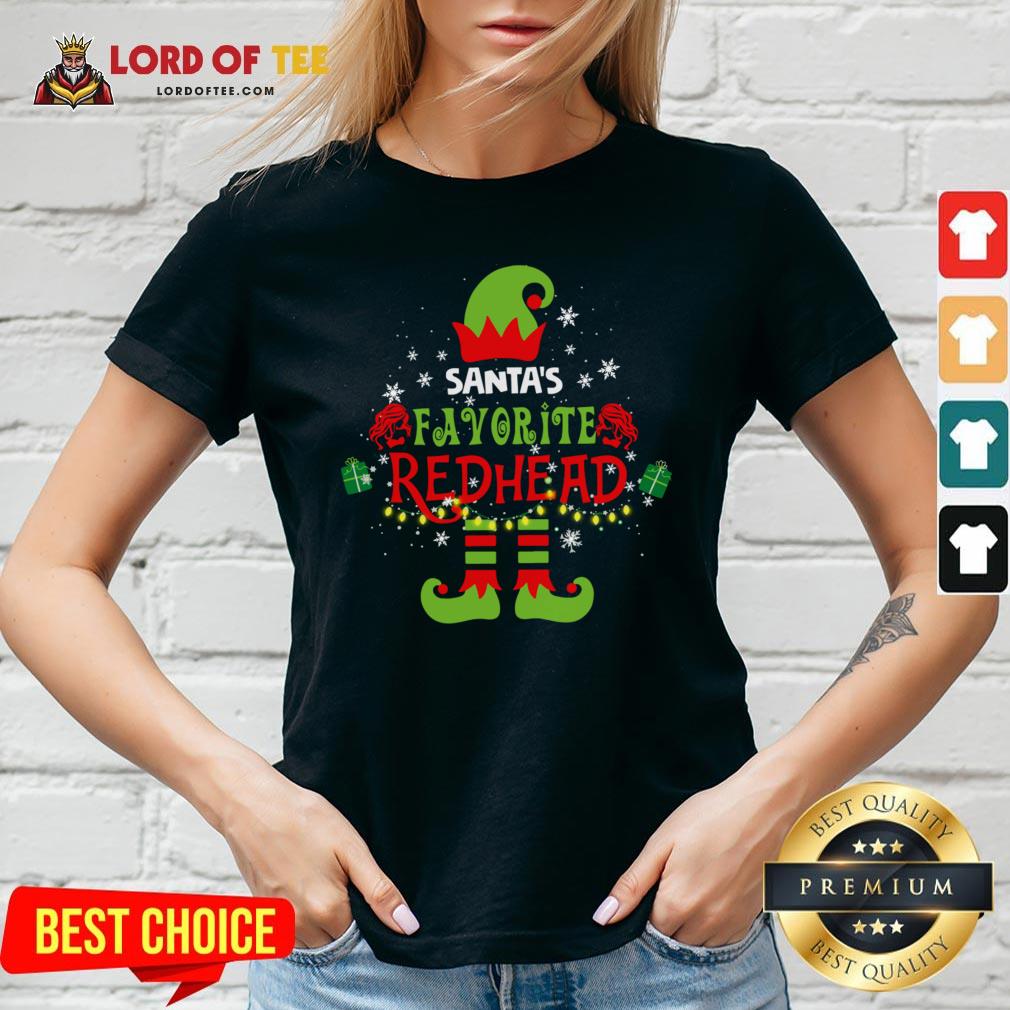 Funny Santa’s Favorite Redhead Christmas V-neck Design By Lordoftee.com