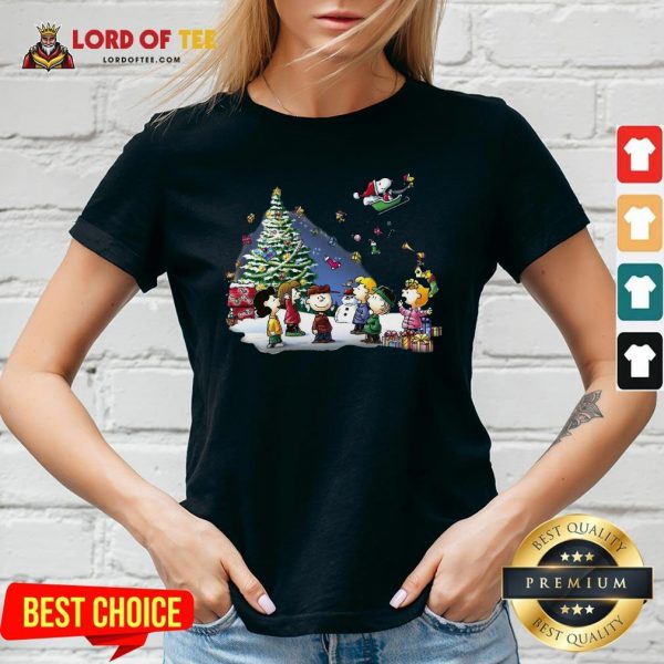 Funny The Peanuts Characters Merry Christmas V-neck Design By Lordoftee.com