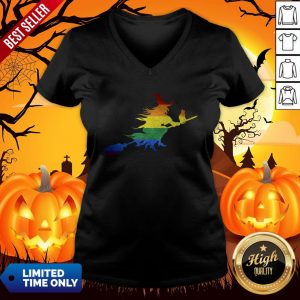 Gay Witch Lesbian LGBT Pride Halloween V-neck
