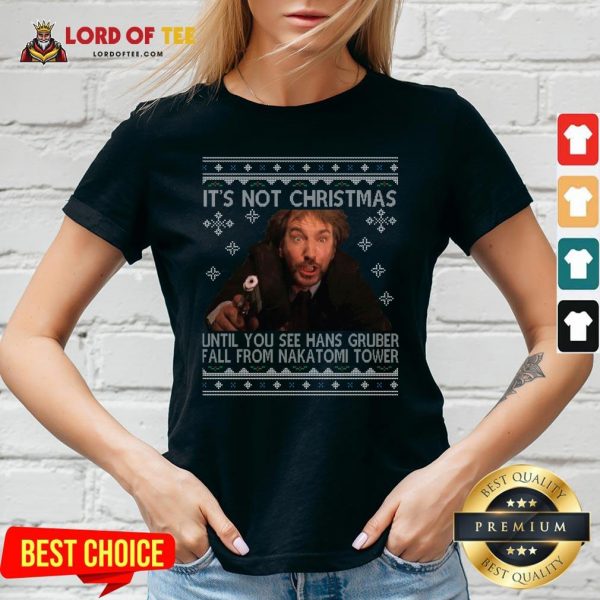 It’s Not Xmas Until Hans Gruber Falls From Nakatomi Plaza Ugly Christmas Sweater V-neck