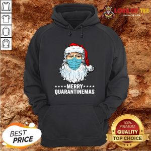Merry Quarantine Christmas Santa Wearing Mask Funny Gift T-Hoodie