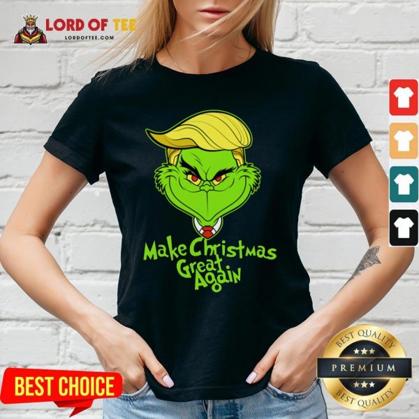 Nice Grinch Trump Make Christmas Great Again V-neck Design By Lordoftee.com
