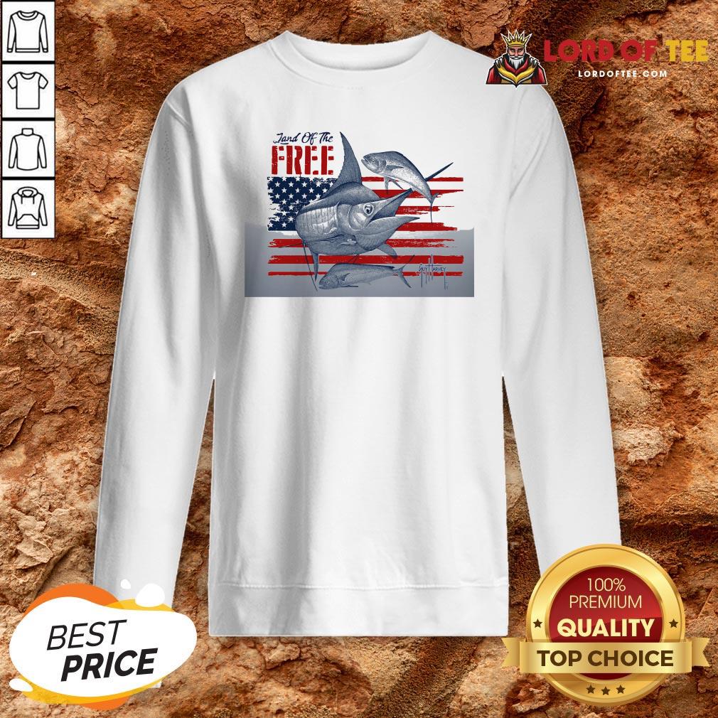 Top American Flag Land Of The Free Fish Sweatshirt Design By Lordoftee.com