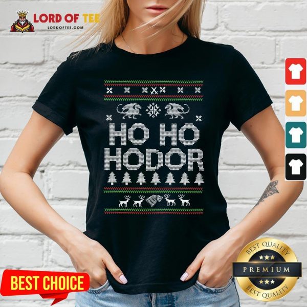 Top Game Of Throne HO HO Hodor Ugly Christmas Sweater V-neck Design By Lordoftee.com