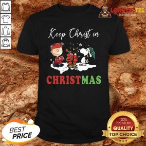 Top Snoopy And Charibow Keep Christ In Christmas Shirt Design By Lordoftee.com