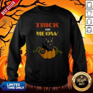 Trick Or Treat Funny Pumpkin Black Cat Halloween Sweatshirt