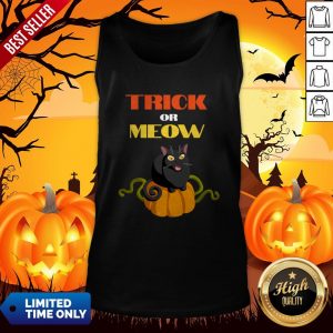 Trick Or Treat Funny Pumpkin Black Cat Halloween Tank Top