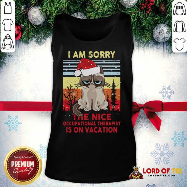 Awesome Cat Santa I Am Sorry The Nice Occupational Therapist Is On Vacation Vintage Tank Top
