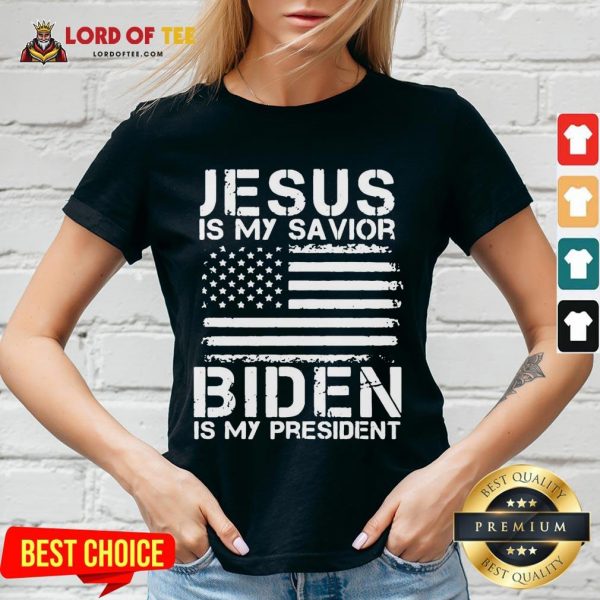 Awesome Jesus Is My Savior Biden Is My President V-neck