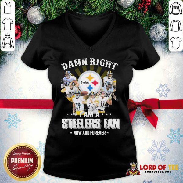 Damn Right I Am A Pittsburgh Steelers Fan Now And Forever Signature V-neck