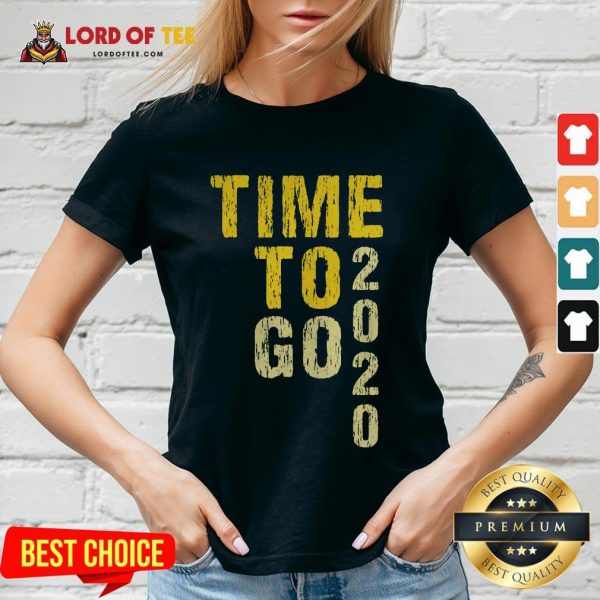 Funny Time To Go 2020 Goodbye 2020 Hello 2021 Golden V-neck