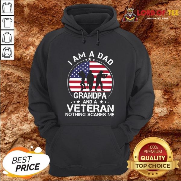 Good I Am A Dad Grandpa And A Veteran Nothing Scared Me American Flag Hoodie