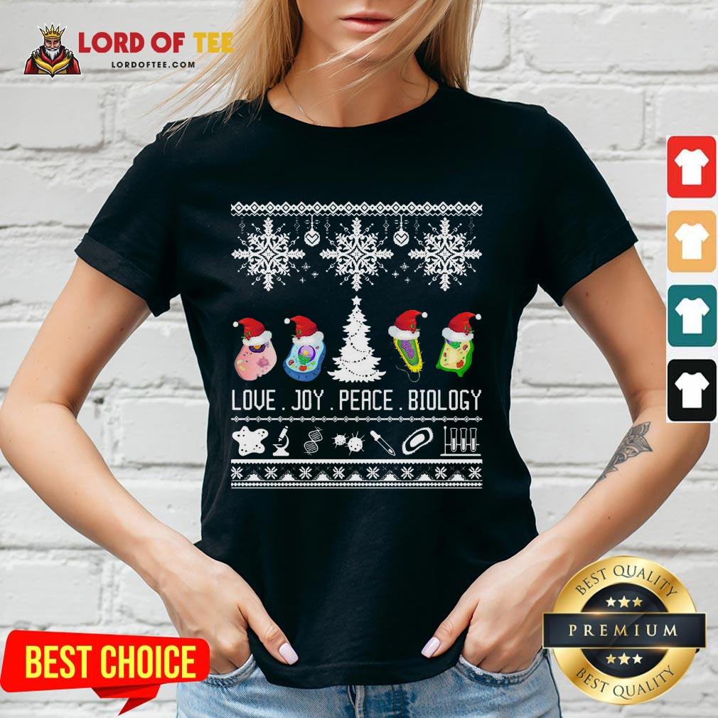 Good Love Joy Peace Biology Ugly Christmas V-neck