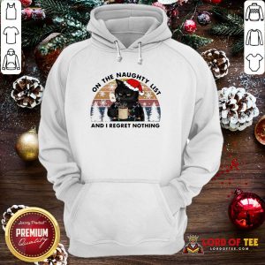 Hot Santa Black Cat On The Naughty List And I Regret Nothing Vintage Hoodie