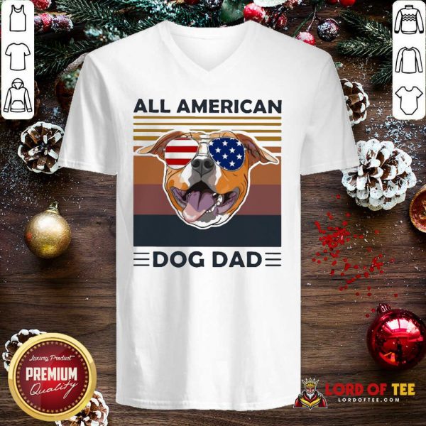 All American Pug Dog Dad Vintage V-neck