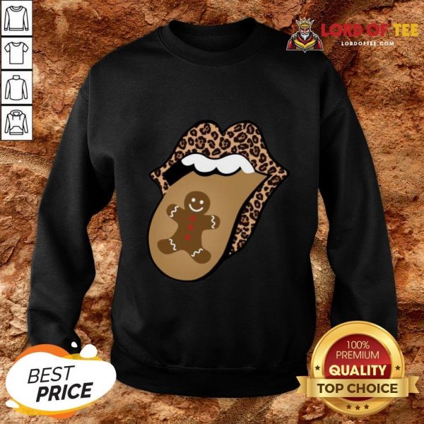 Nice Christmas Mouth Tongue Lips Gingerbread Cookie Man Christmas SweatShirt