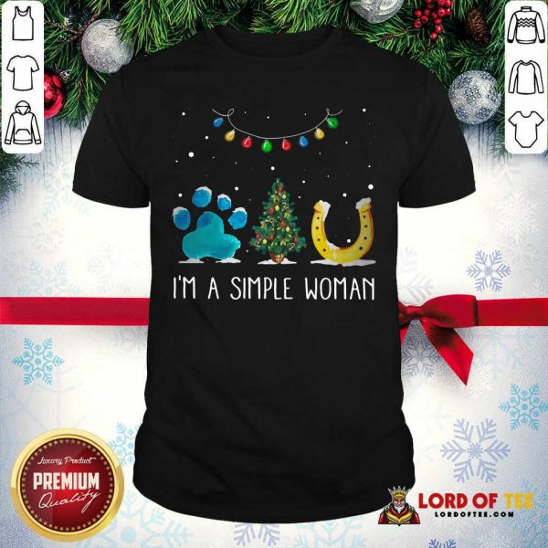 Nice I’m A Simple Woman Paw Dog Tree Christmas Horseshoe Shirt