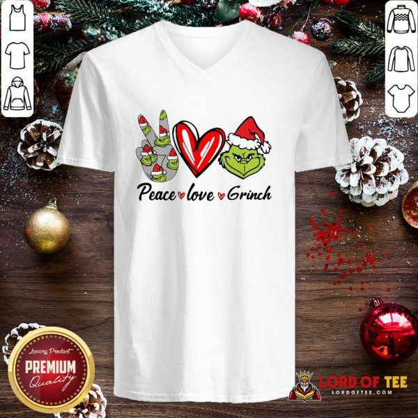 Nice Peace Love Grinch Santa Christmas 2020 V-neck