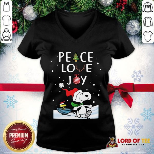 Official Merry Christmas Peanuts Snoopy Peace Love Joy V-neck