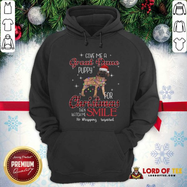 Dog Give Me A Great Dane Puppy For Christmas Then Watch Me Smile No Wrapping Required Hoodie