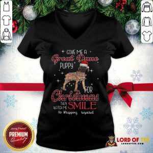 Dog Give Me A Great Dane Puppy For Christmas Then Watch Me Smile No Wrapping Required V-neck