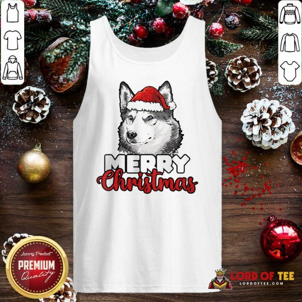 Merry Christmas Siberian Husky Dog Tank Top