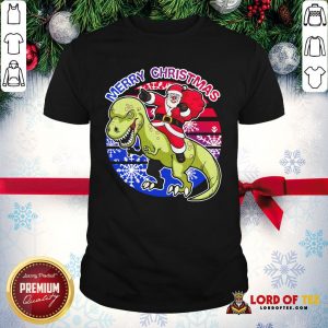 Perfect Santa Riding Dinosaur Merry Christmas Shirt