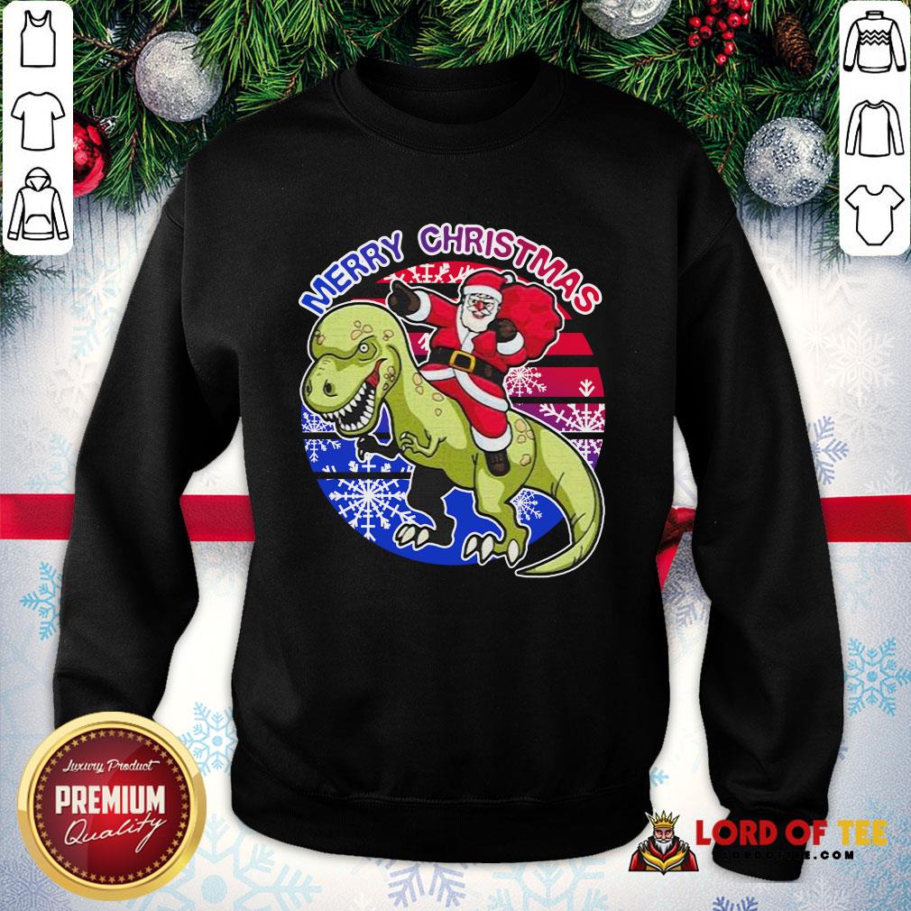 Perfect Santa Riding Dinosaur Merry Christmas SweatShirt