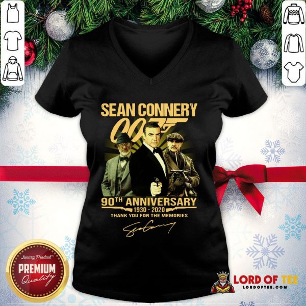 Perfect Sean Connery 007 90th Anniversary 1930-2020 Thank You For The Memories Signature V-neck