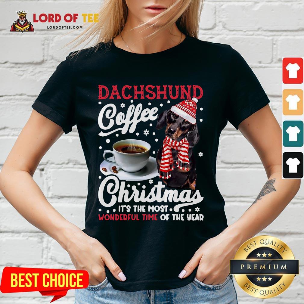 Premium Dachshund Coffee Christmas It’s The Most Wonderful Time Of The Year V-neck