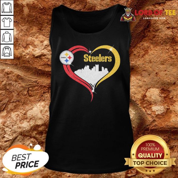 Premium Diamond Love Pittsburgh Steelers City Heart Tank Top
