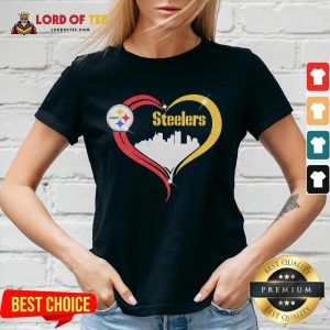 Premium Diamond Love Pittsburgh Steelers City Heart V-neck