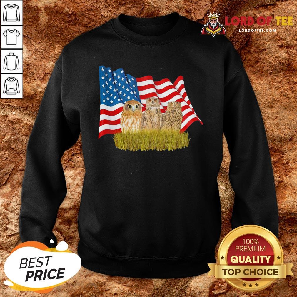 Premium Owls And American Flag SweatShirt