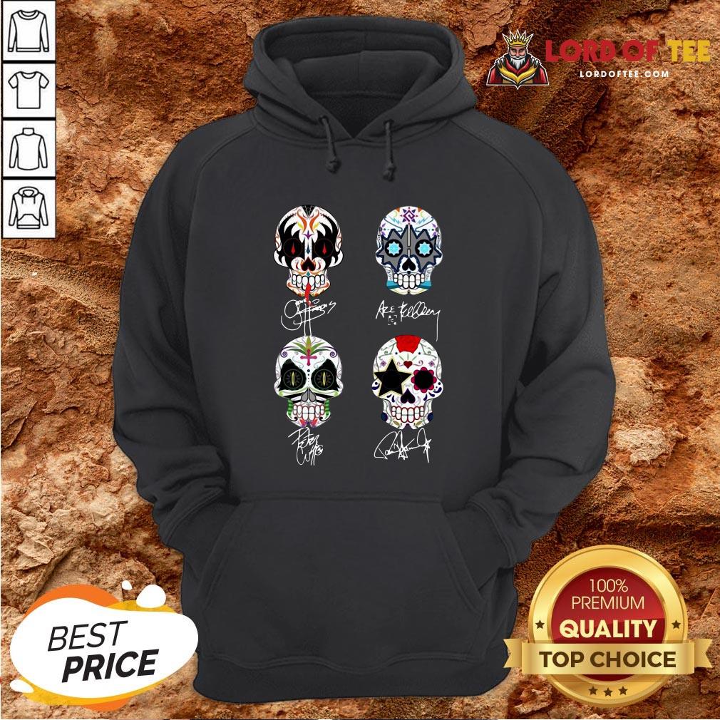 Premium Sugar Skull Kiss Band Signatures Hoodie