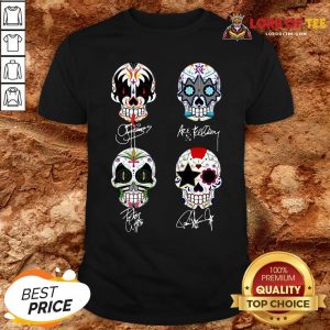 Premium Sugar Skull Kiss Band Signatures Shirt