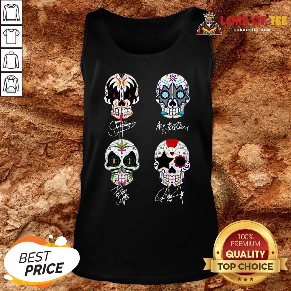 Premium Sugar Skull Kiss Band Signatures Tank Top