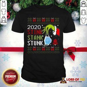 Top Hand Grinch Holding Mask 2020 Stink Stank Stunk Ugly Christmas Shirt